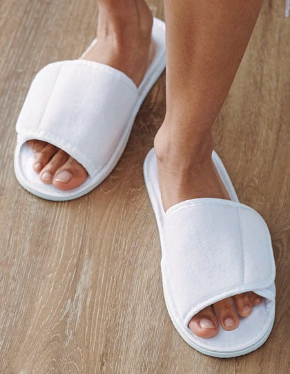 Open Toe Slipper With Hook And Loop Fastening