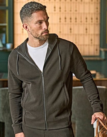 Ribbed Interlock Hooded Full Zip