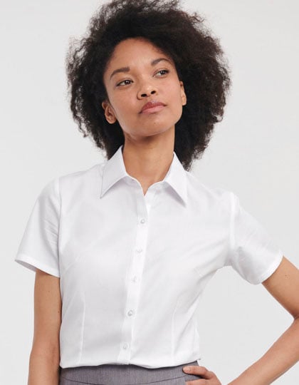 Ladies' Short Sleeve Tailored Herringbone Shirt